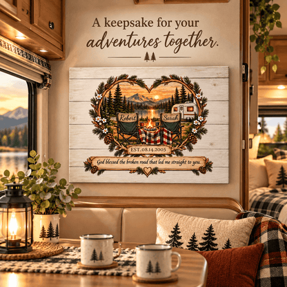 Personalized Camping Couple Canvas – A Keepsake for Every Adventure Together