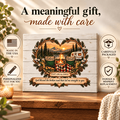 Personalized Camping Couple Canvas – A Keepsake for Every Adventure Together