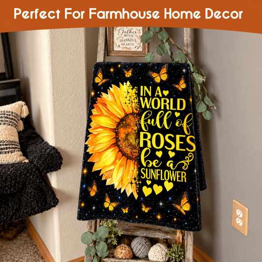 Be a Sunflower Inspirational Blanket – Sunflower & Butterfly Gift for Women and Daughters – 50"×60"