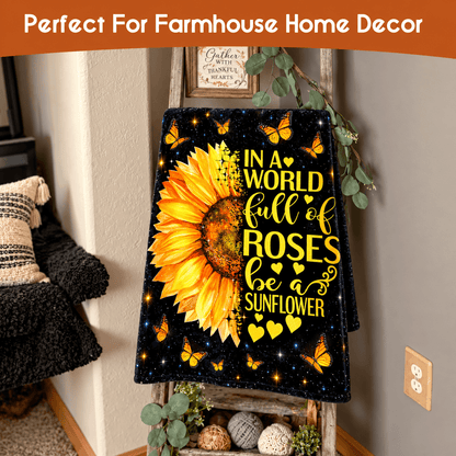 Be a Sunflower Inspirational Blanket – Sunflower & Butterfly Gift for Women and Daughters – 50"×60"