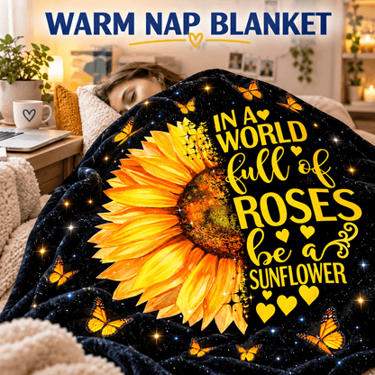 Be a Sunflower Inspirational Blanket – Sunflower & Butterfly Gift for Women and Daughters – 50"×60"