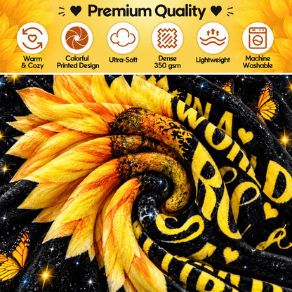 Be a Sunflower Inspirational Blanket – Sunflower & Butterfly Gift for Women and Daughters – 50"×60"