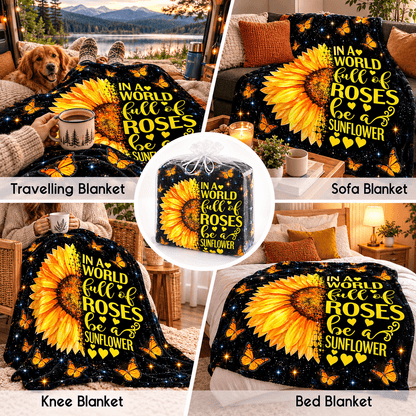 Be a Sunflower Inspirational Blanket – Sunflower & Butterfly Gift for Women and Daughters – 50"×60"