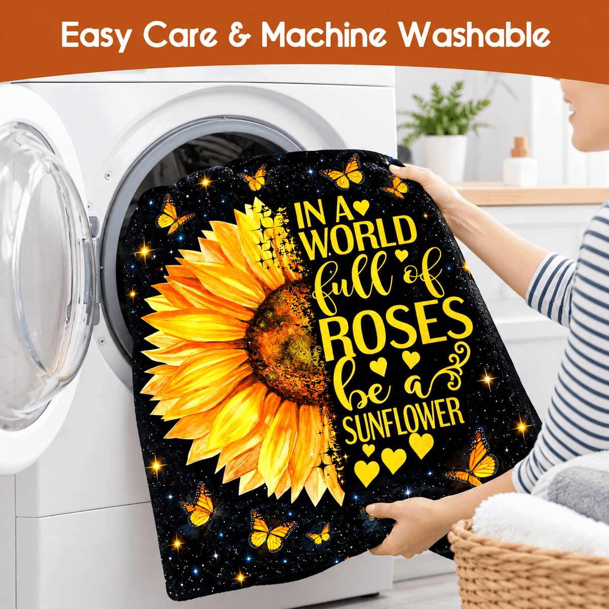 Be a Sunflower Inspirational Blanket – Sunflower & Butterfly Gift for Women and Daughters – 50"×60"