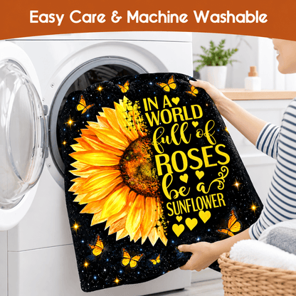 Be a Sunflower Inspirational Blanket – Sunflower & Butterfly Gift for Women and Daughters – 50"×60"