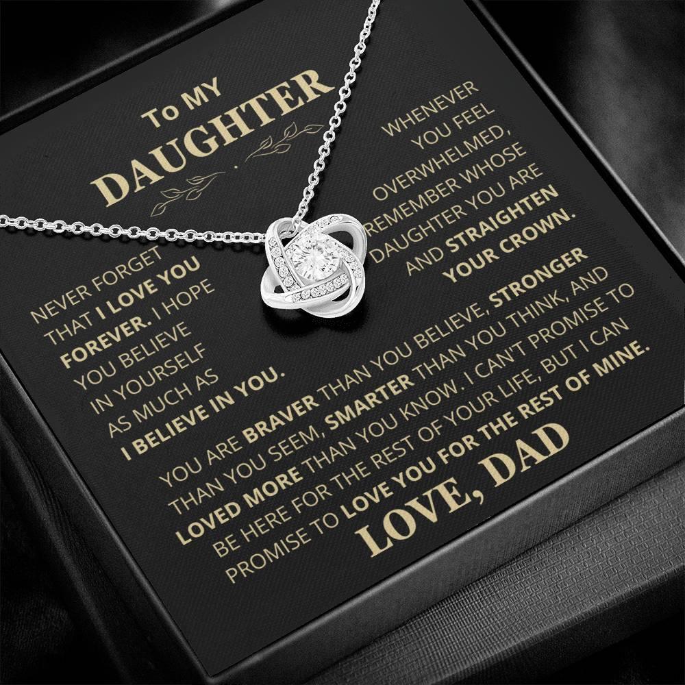 Beautiful Gift for Daughter From Dad "Never Forget That I Love You" Necklace - Charming Family Gift