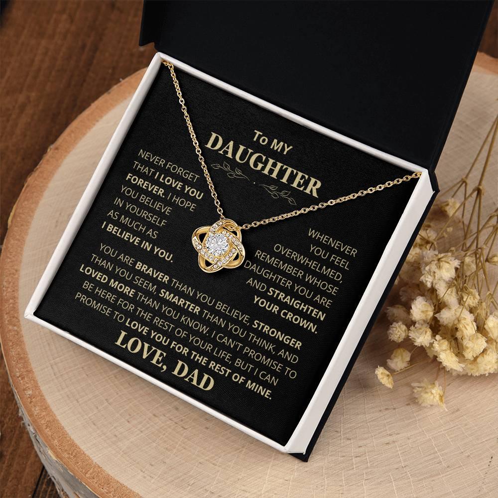 Beautiful Gift for Daughter From Dad "Never Forget That I Love You" Necklace - Charming Family Gift
