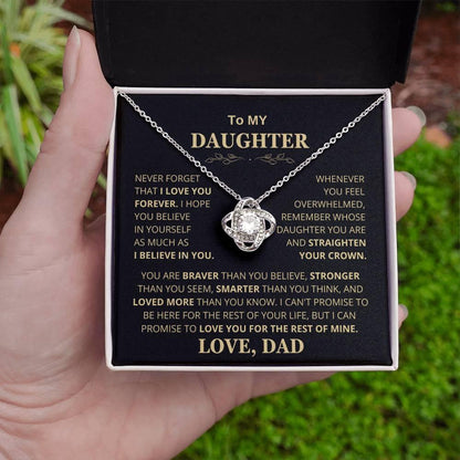 Beautiful Gift for Daughter From Dad "Never Forget That I Love You" Necklace - Charming Family Gift
