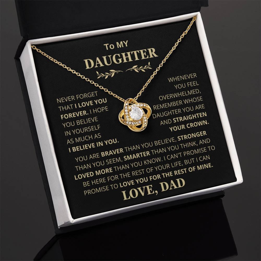 Beautiful Gift for Daughter From Dad "Never Forget That I Love You" Necklace - Charming Family Gift