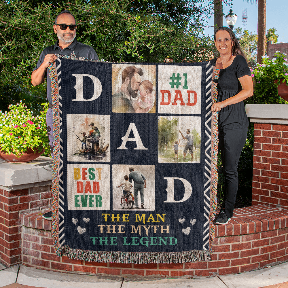 Best Dad Ever - Heirloom Woven Blanket Gift