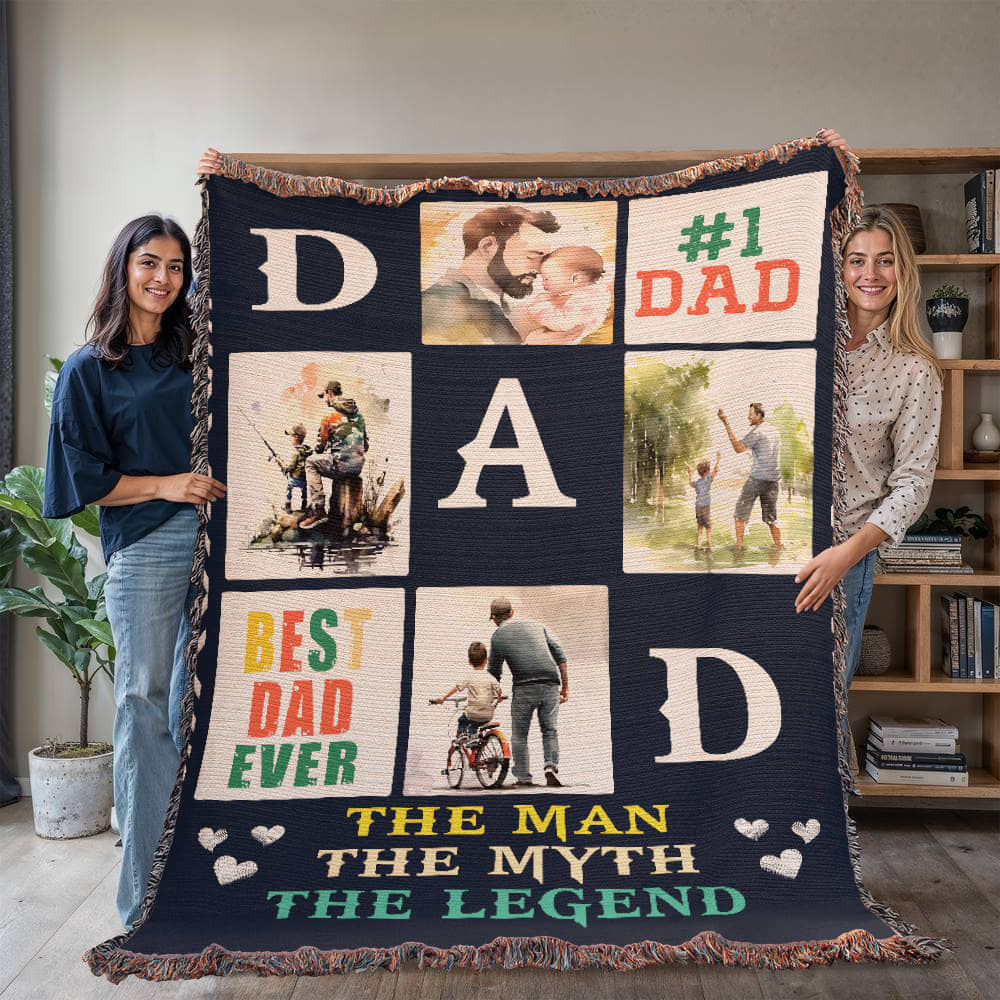 Best Dad Ever - Heirloom Woven Blanket Gift