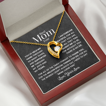 Best Mom Ever - Love Your Son - Forever Love Necklace Gift Set