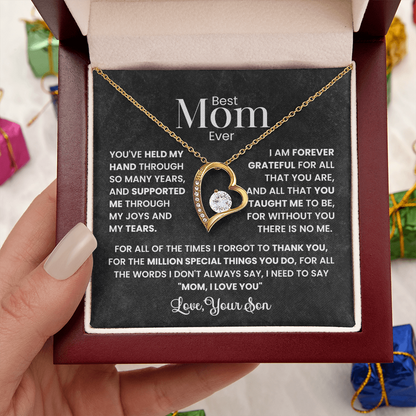 Best Mom Ever - Love Your Son - Forever Love Necklace Gift Set