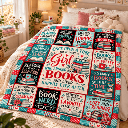 Book Lover Blanket for Women & Daughters – Once Upon a Time Reading Cozy Plush Fleece Blanket – Size 50" x 60"