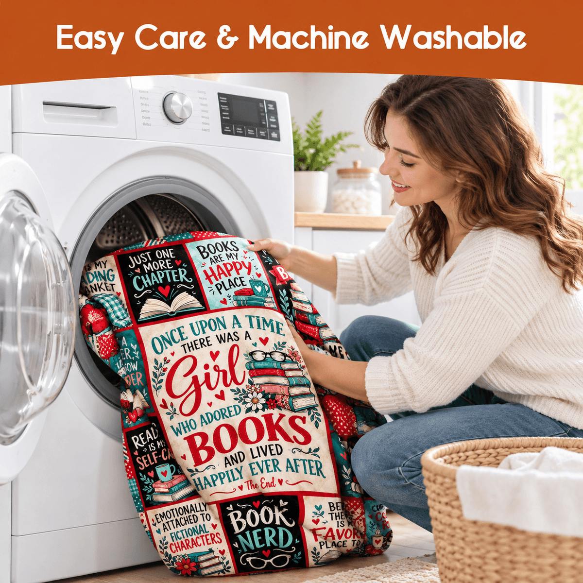 Book Lover Blanket for Women & Daughters – Once Upon a Time Reading Cozy Plush Fleece Blanket – Size 50" x 60"