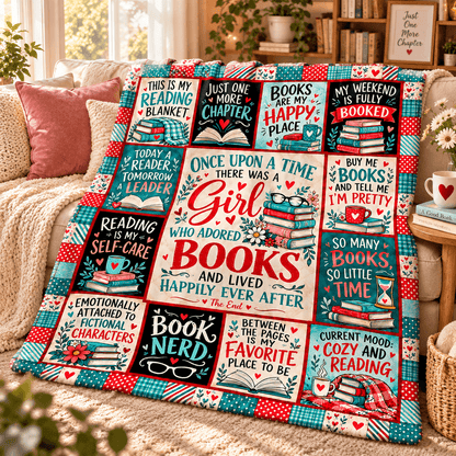 Book Lover Blanket for Women & Daughters – Once Upon a Time Reading Cozy Plush Fleece Blanket – Size 50" x 60"