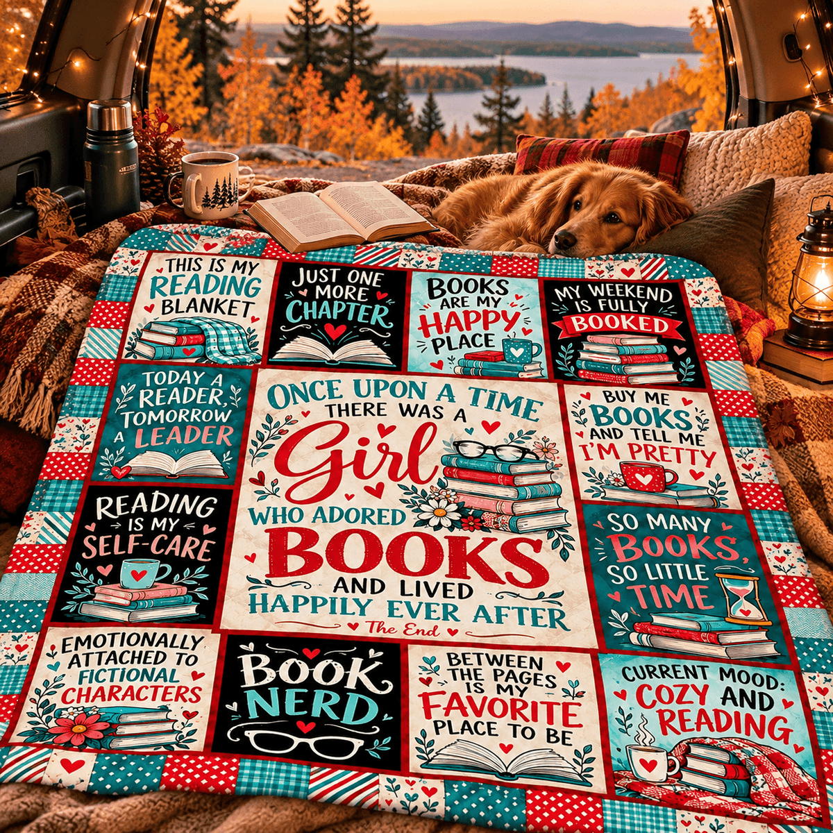 Book Lover Blanket for Women & Daughters – Once Upon a Time Reading Cozy Plush Fleece Blanket – Size 50" x 60"