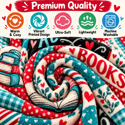 Book Lover Blanket for Women & Daughters – Once Upon a Time Reading Cozy Plush Fleece Blanket – Size 50" x 60"