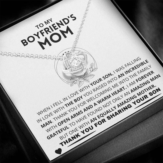 Boyfriend's Mom Gift-Forever Grateful- Love Knot Necklace - CHARMING FAMILY GIFT LLC 