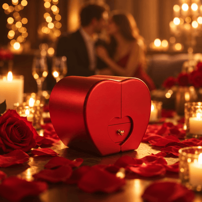 To My Girlfriend - Alluring Beauty Necklace - Red Heart Rose Box Gift Set