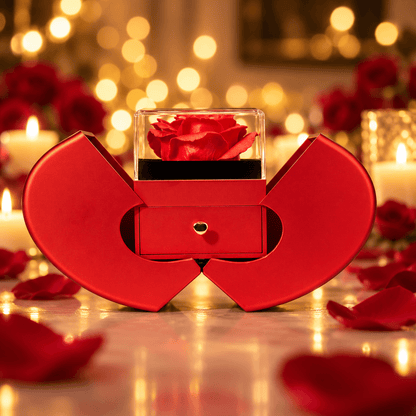 To My Girlfriend - Alluring Beauty Necklace - Red Heart Rose Box Gift Set
