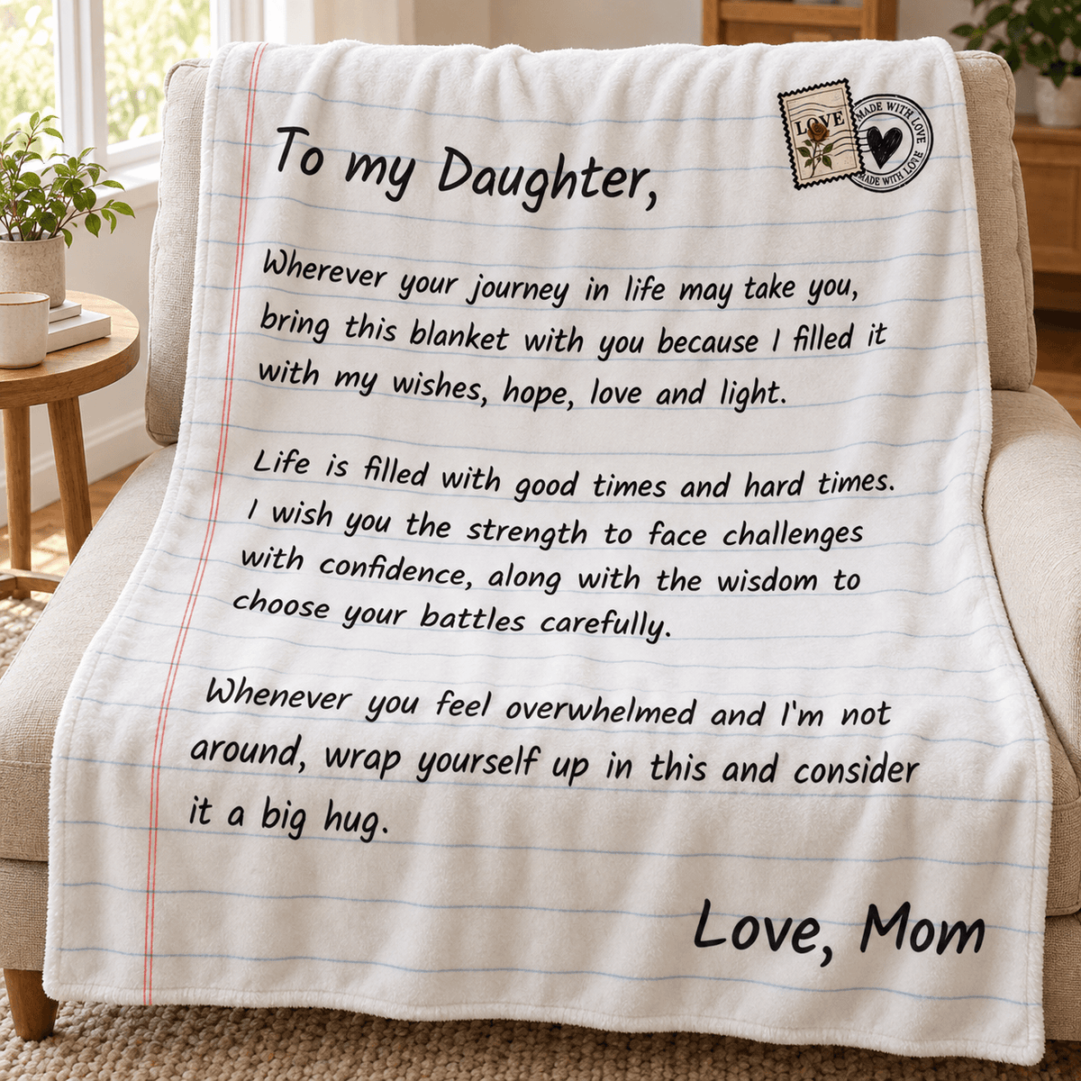 To My Daughter - Love, Mom - Super Comfy Blanket