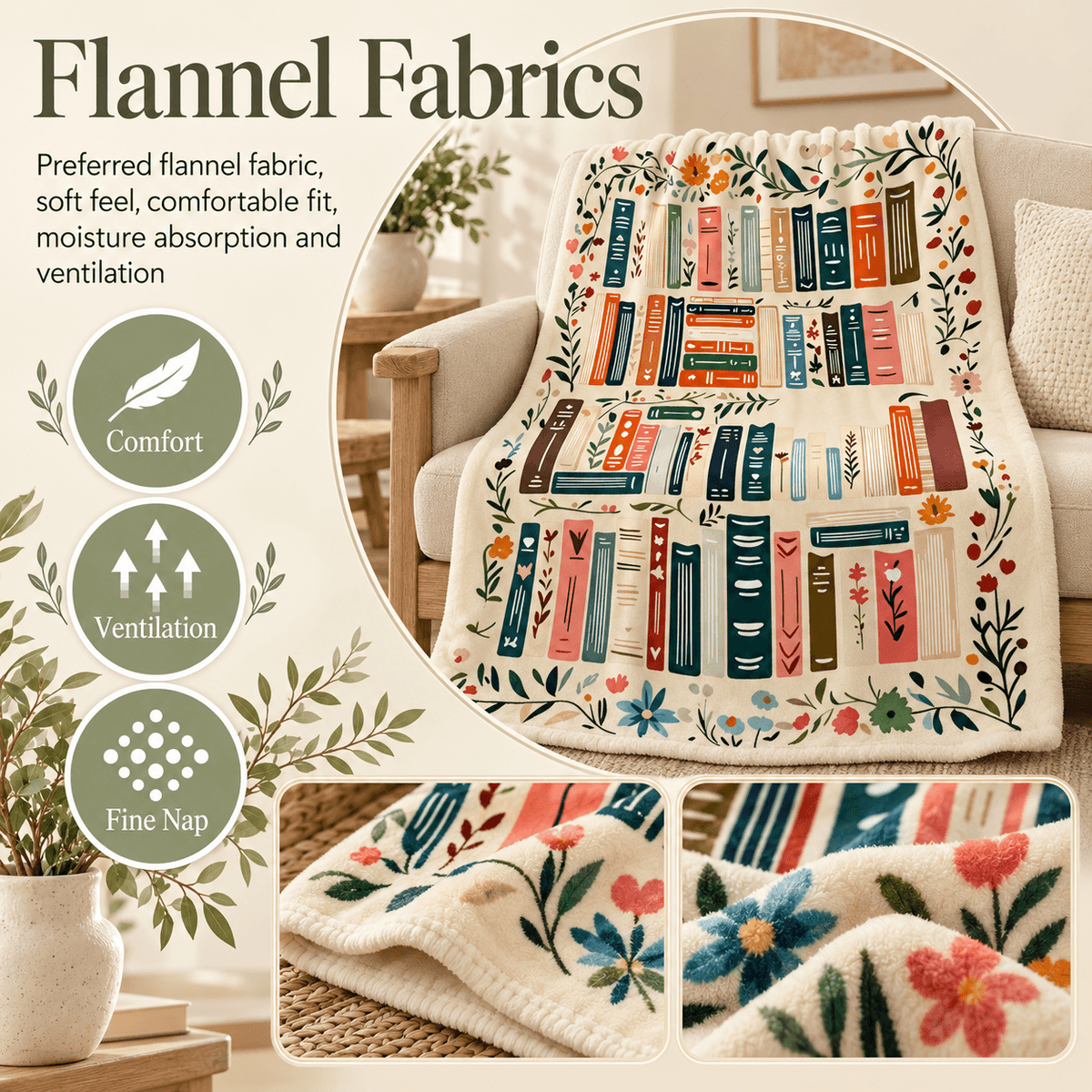 Book Blanket  - Cozy Blanket Gift for Book Lovers and Readers 50x60