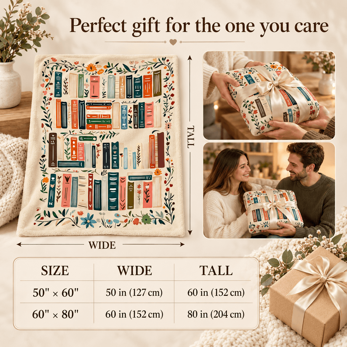 Book Blanket  - Cozy Blanket Gift for Book Lovers and Readers 50x60
