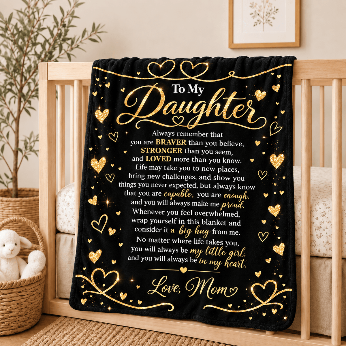 To My Daughter Blanket From Mom – A Hug She Can Keep Close – 50x60