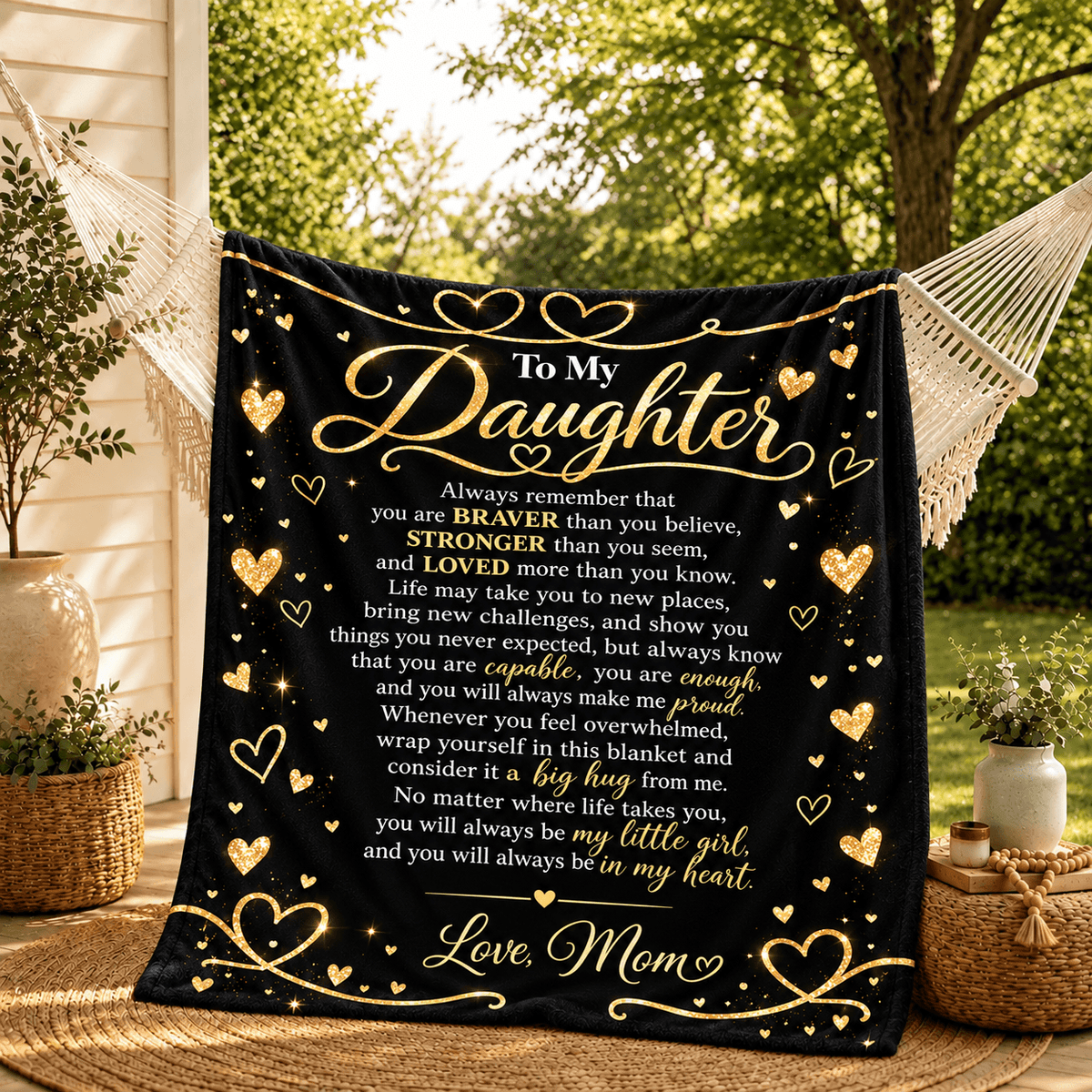 To My Daughter Blanket From Mom – A Hug She Can Keep Close – 50x60