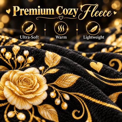 To My Bonus Daughter Blanket – Life Gave Me the Gift of You – Black & Gold Rose Cozy Fleece Gift