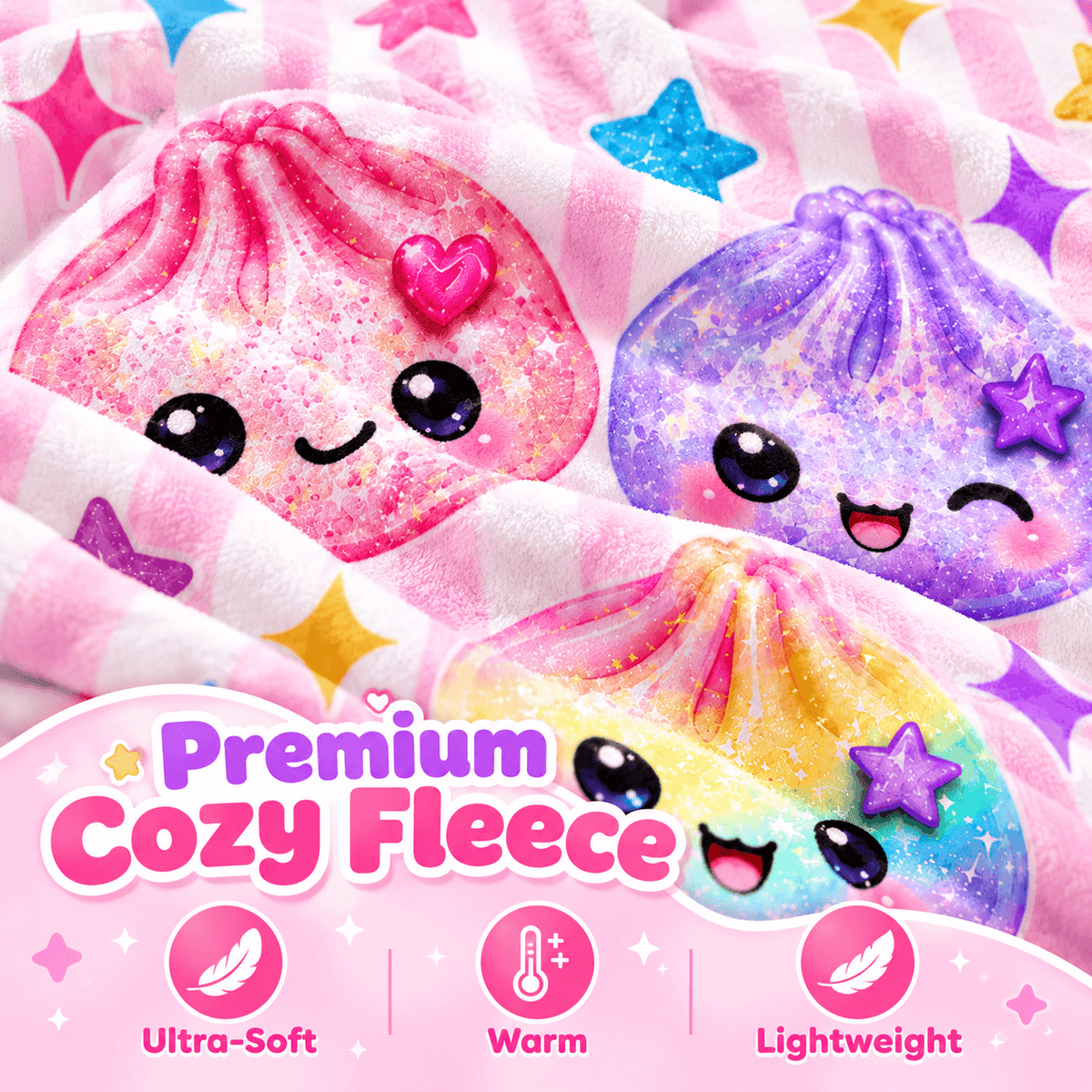 Personalized Girls Blanket With Name – Cute Kawaii Friends Cozy Plush Fleece 60"×80" Gift