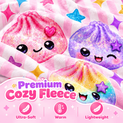 Personalized Girls Blanket With Name – Cute Kawaii Friends Cozy Plush Fleece 60"×80" Gift