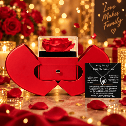 To My Daughter-In-Law - Forever Love Necklace GIft Set - Red Heart Rose Box - CFG233