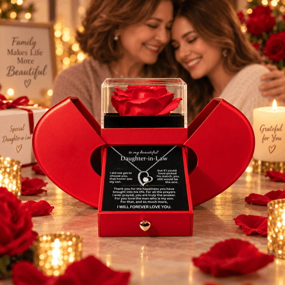 To My Daughter-In-Law - Forever Love Necklace GIft Set - Red Heart Rose Box - CFG233