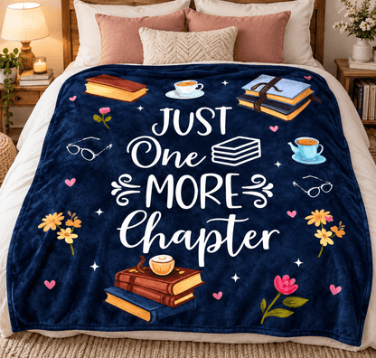 Just One More Chapter Book Lover Blanket – Cozy Reading Gift for Women & Daughters – 50" × 60"