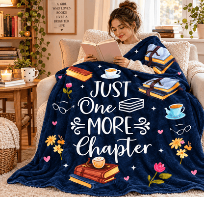 Just One More Chapter Book Lover Blanket – Cozy Reading Gift for Women & Daughters – 50" × 60"