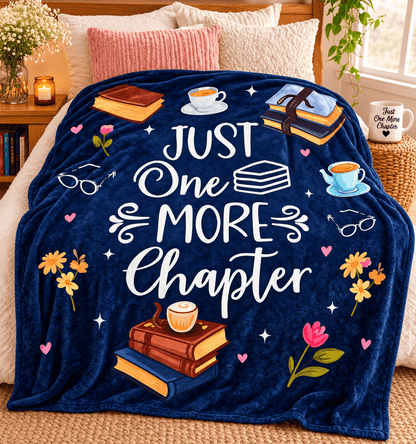 Just One More Chapter Book Lover Blanket – Cozy Reading Gift for Women & Daughters – 50" × 60"