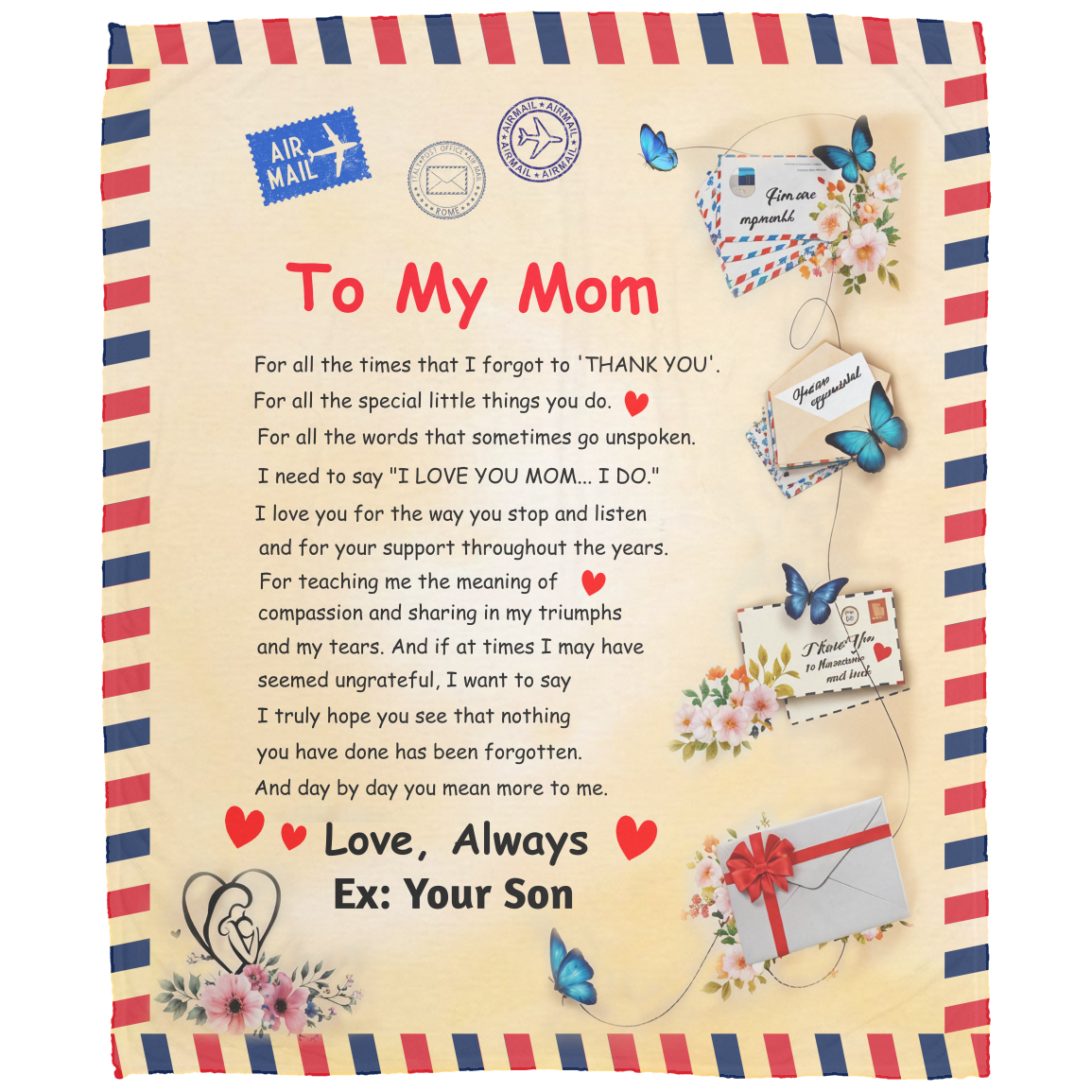 Custom Son To Mom - Fleece Blanket - 50x60