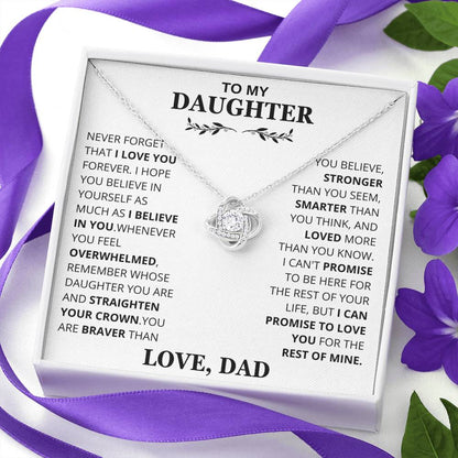Daughter - Be Proud and Straighten your Crown Love Knot Necklace