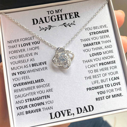 Daughter - Be Proud and Straighten your Crown Love Knot Necklace