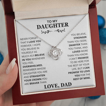 Daughter - Be Proud and Straighten your Crown Love Knot Necklace