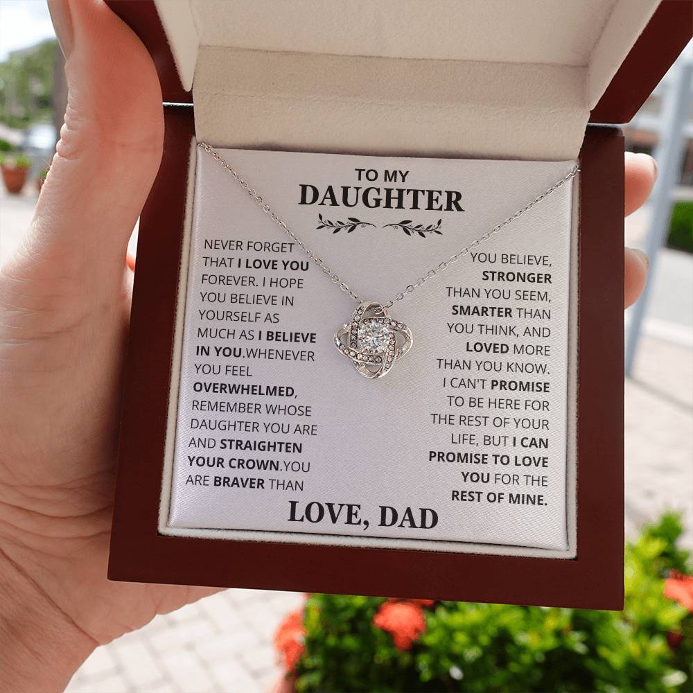 Daughter - Be Proud and Straighten your Crown Love Knot Necklace