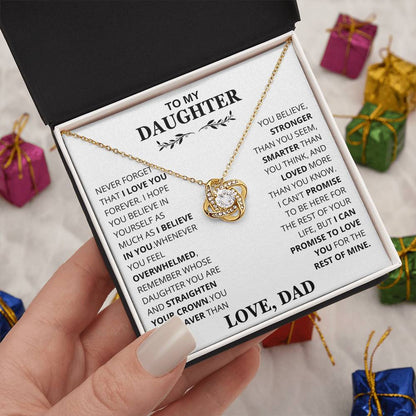 Daughter - Be Proud and Straighten your Crown Love Knot Necklace