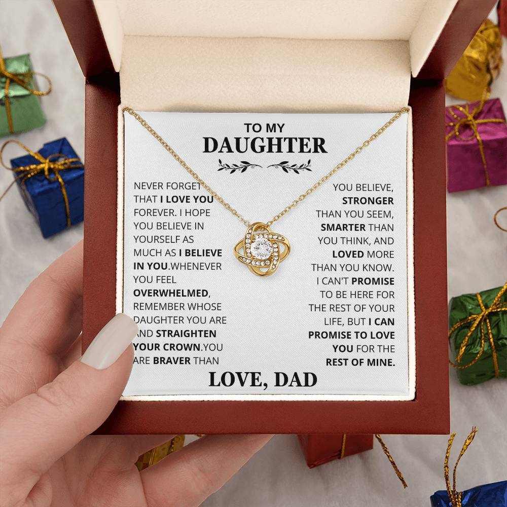 Daughter - Be Proud and Straighten your Crown Love Knot Necklace