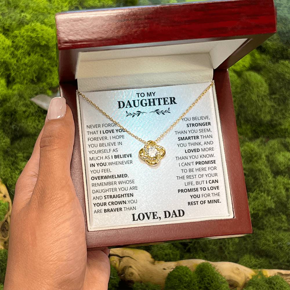 Daughter - Be Proud and Straighten your Crown Love Knot Necklace