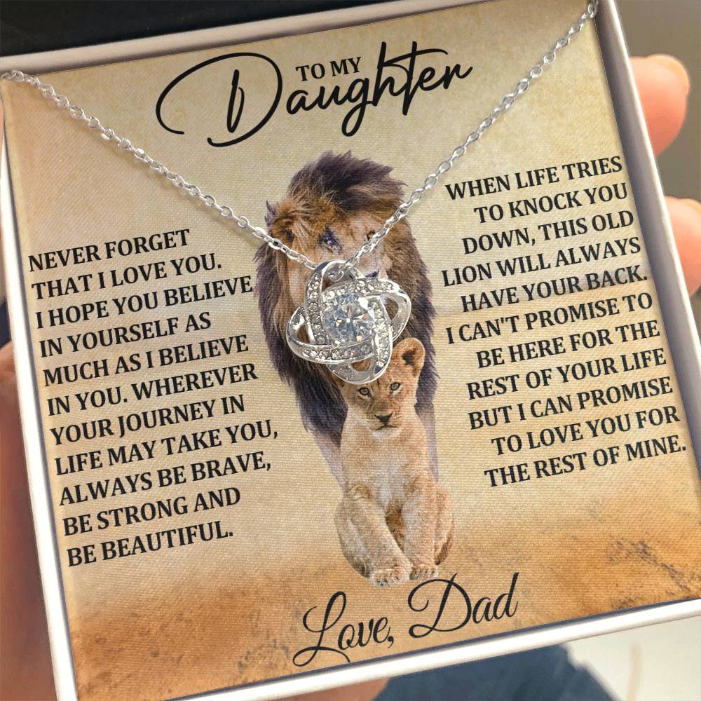 Daughter Gift- Believe In Yourself- Love Knot Necklace