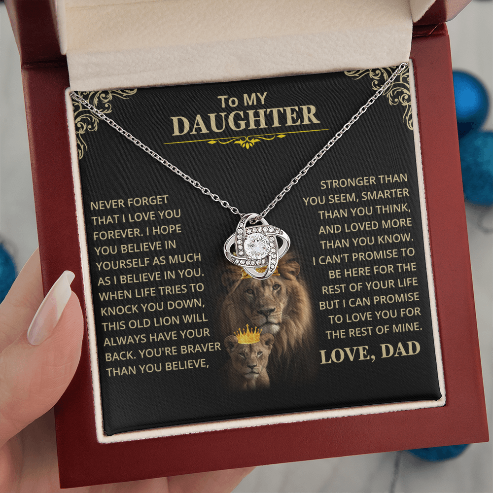 Daughter Gift From Dad, This Old Lion, Knot Necklace