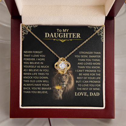 Daughter Gift From Dad, This Old Lion, Knot Necklace