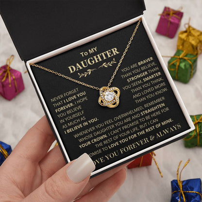Daughter Gift, Never Forget That I Love You Love Knot Necklace